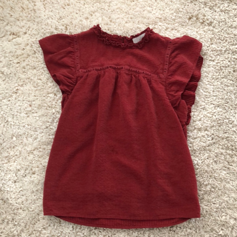 Loft Women's Red Ruffled Top, Size M.